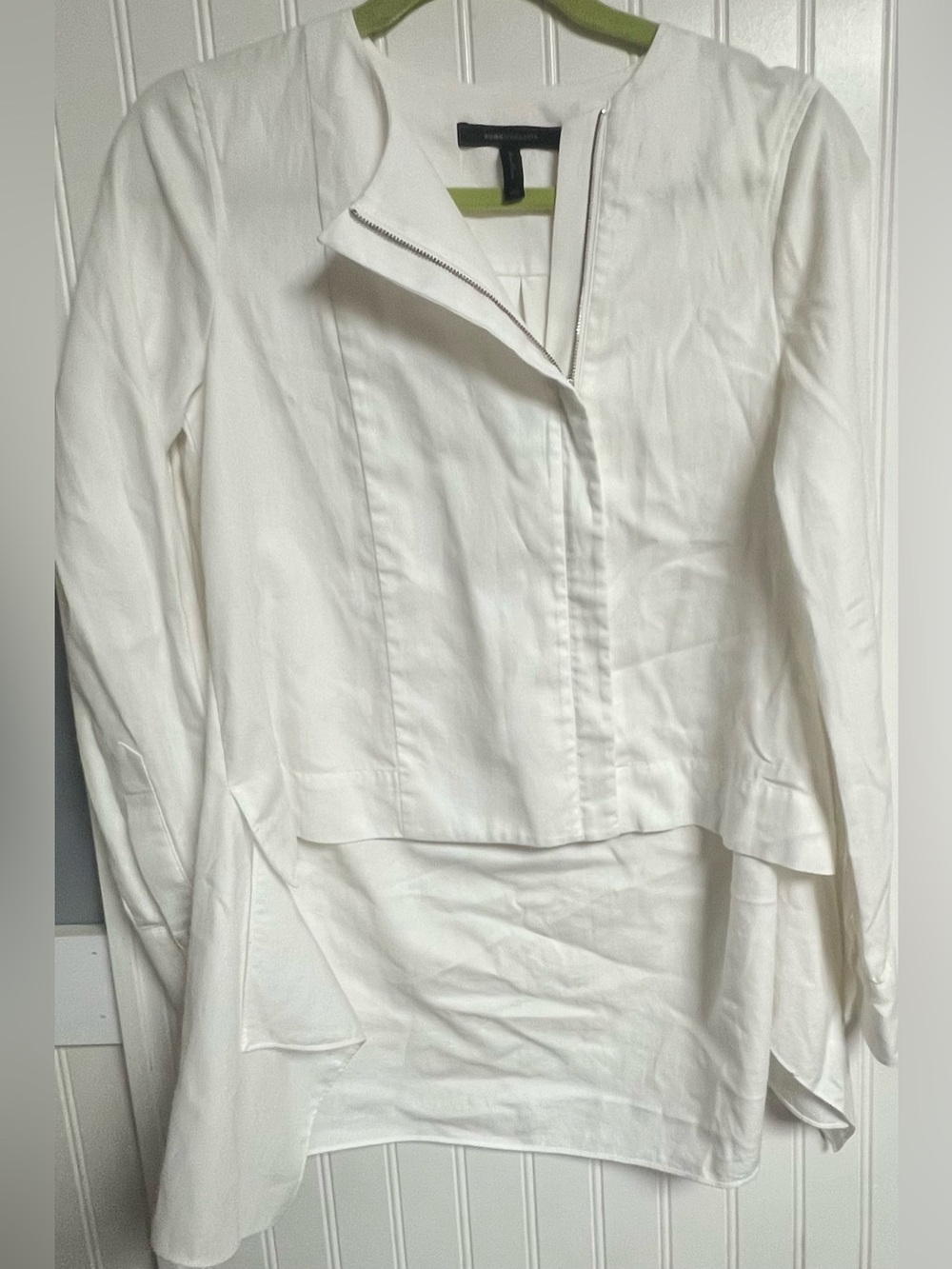 BCBGMAXAZRIA Women's Sz XXS White Asymmetrical Hem Lightweight Terri Top Jacket